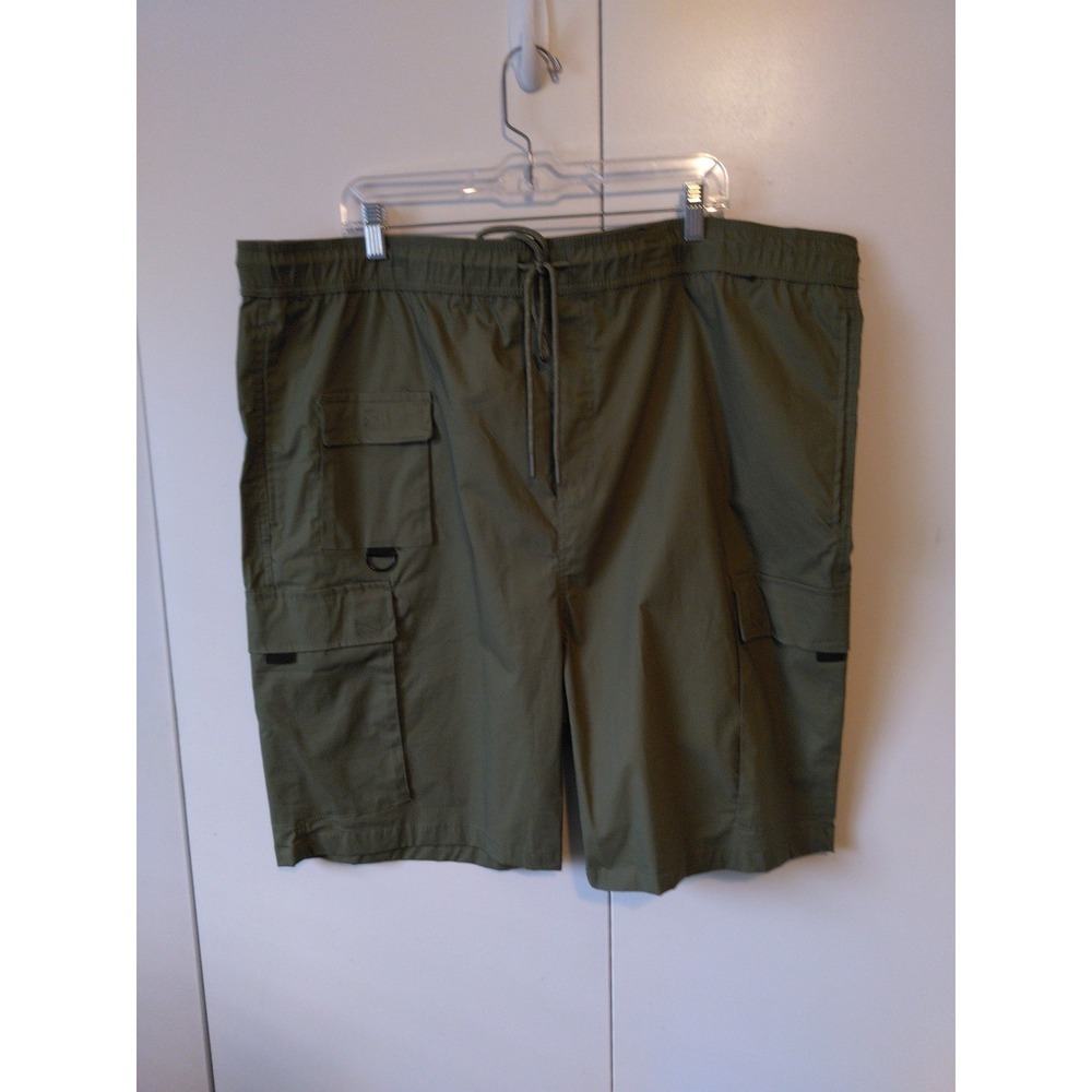Mens Elastic Waist Cargo Shorts Size 3xl Waist 46/ 48 Pockets Drawstring Comfort